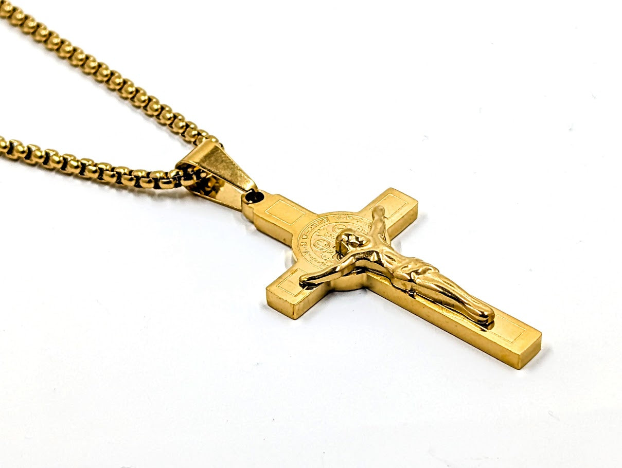 St. Benedict Crucifix Large Pendant Stainless Steel