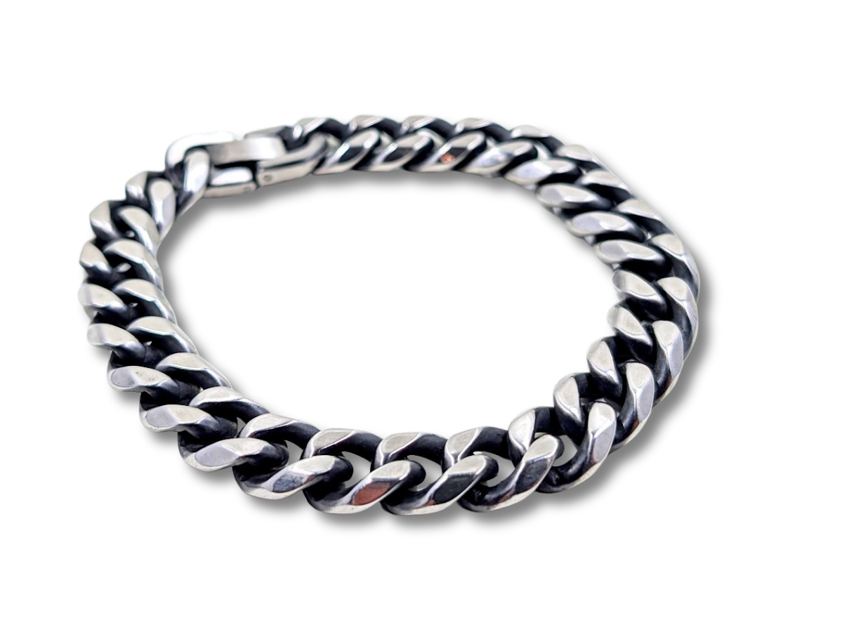 Cuban Link Bracelet Oxidized Stainless Steel 8.5"