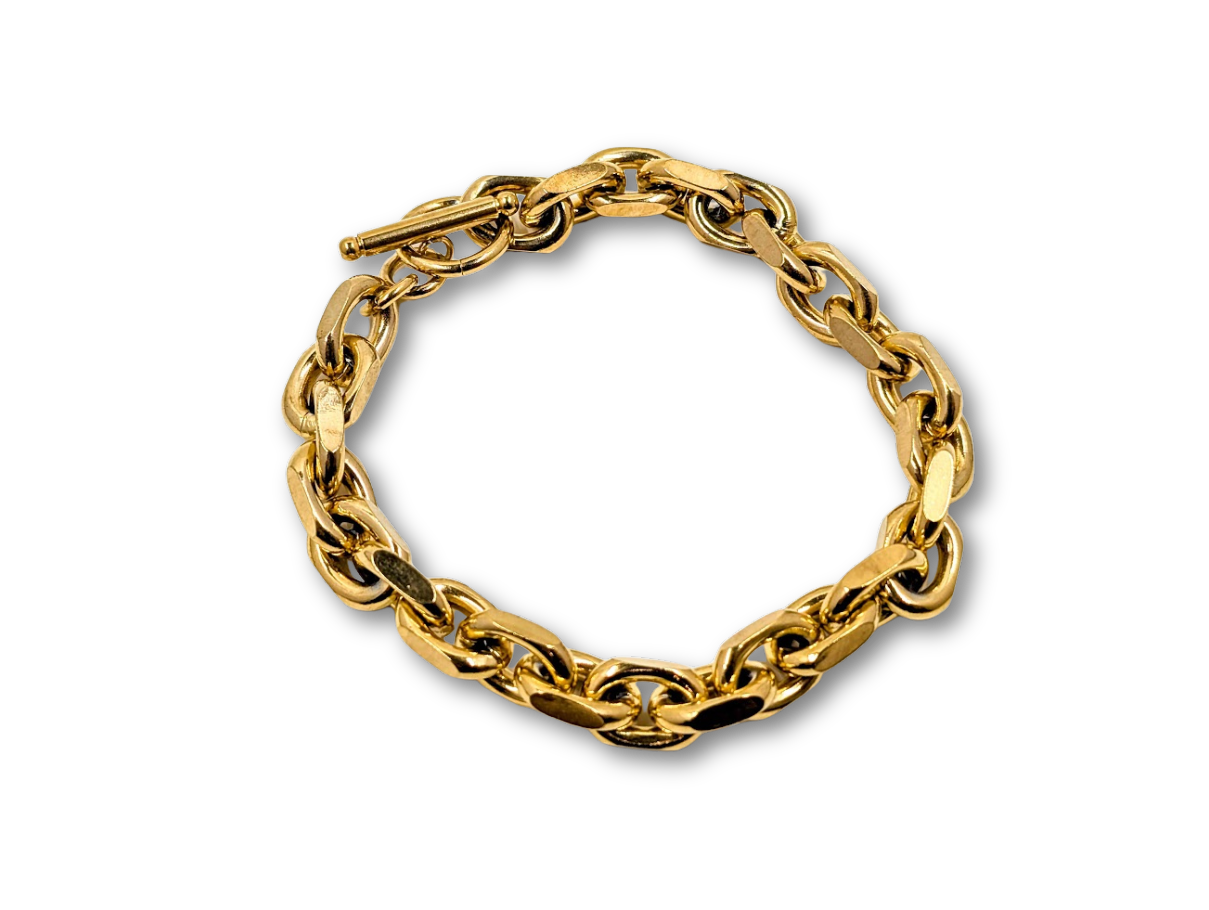 Cable Chain Bracelet 18k Gold Plated Stainless Steel 8.5"