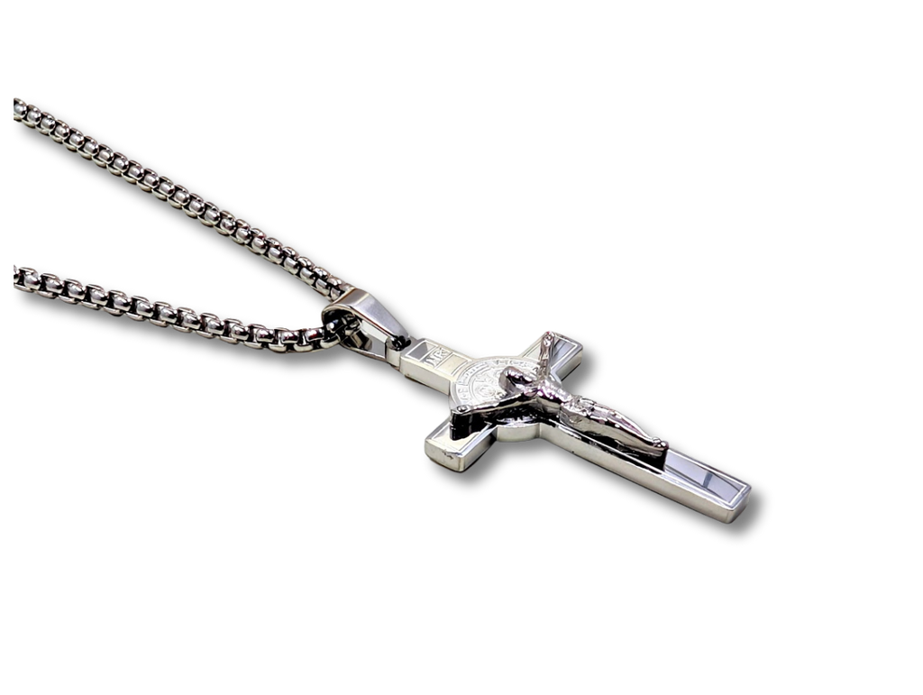 St. Benedict Crucifix Large Pendant Stainless Steel