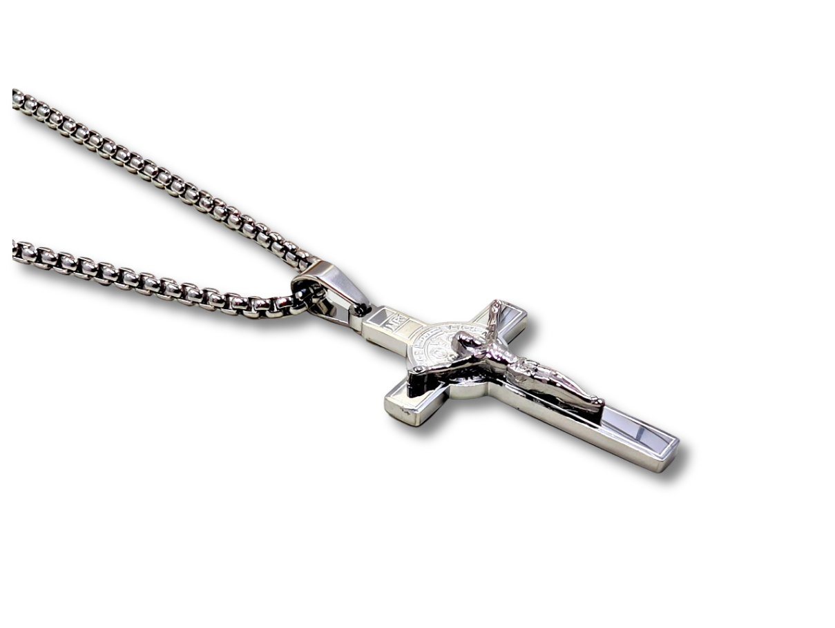 St. Benedict Crucifix Large Pendant Stainless Steel
