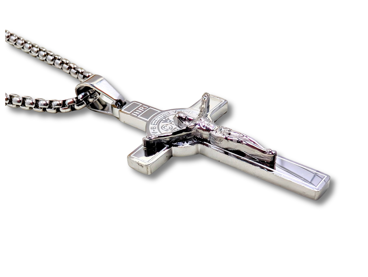 St. Benedict Crucifix Large Pendant Stainless Steel