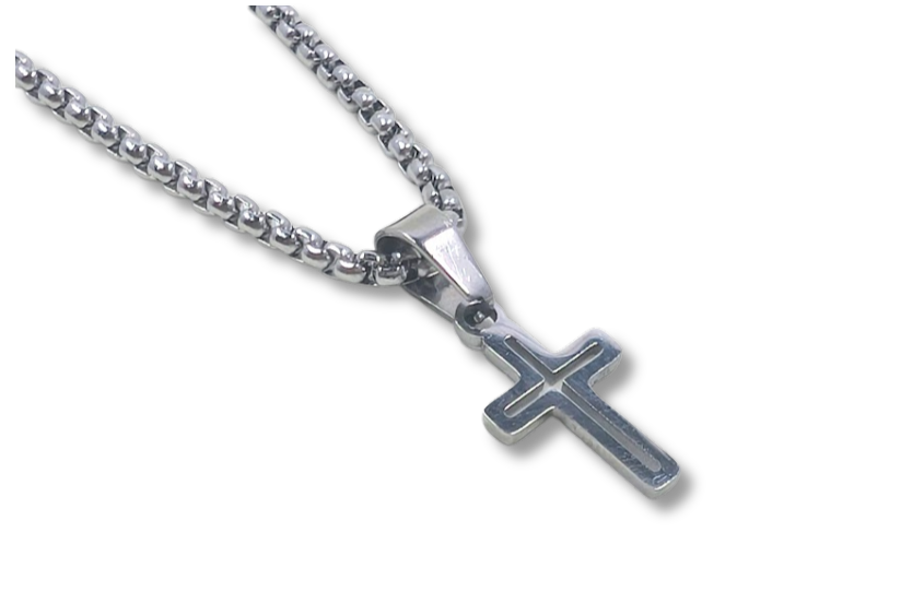 Cutout Cross Pendant Small Stainless Steel