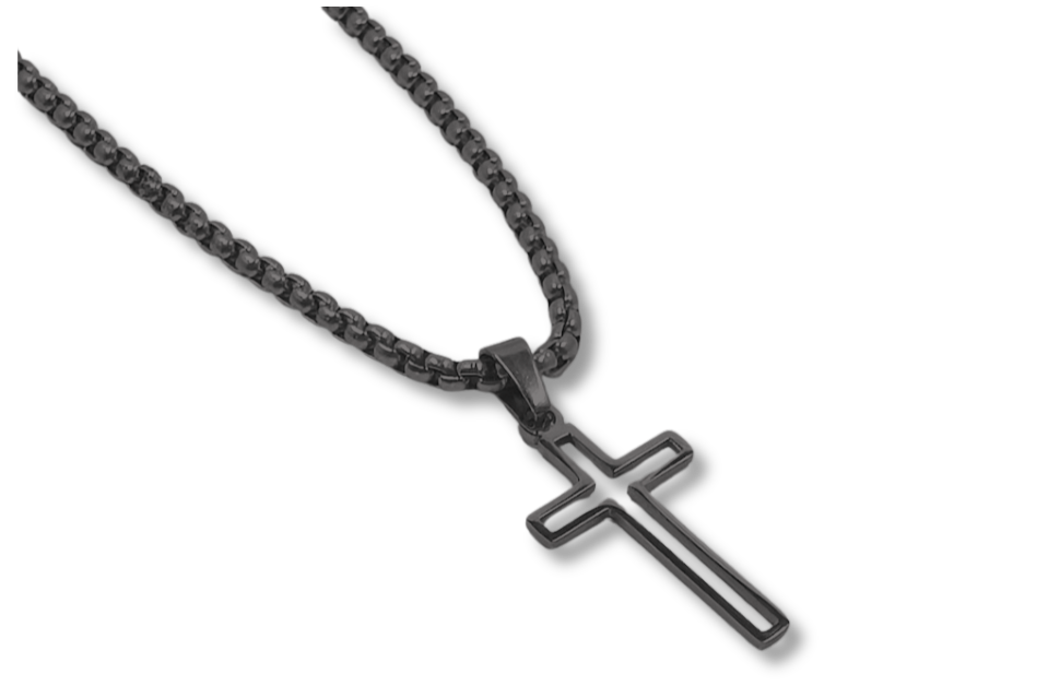 Cutout Cross Pendant Medium Stainless Steel