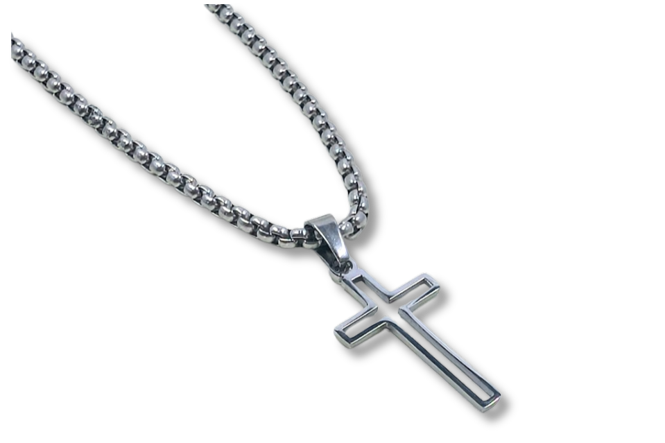 Cutout Cross Pendant Medium Stainless Steel
