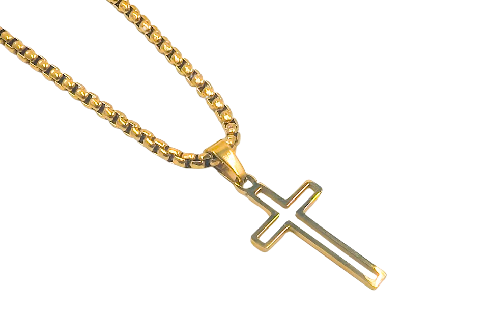 Cutout Cross Pendant Medium Stainless Steel