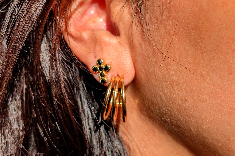 Split Half Hoop Stud Earrings 18k Gold Plated Stainless Steel