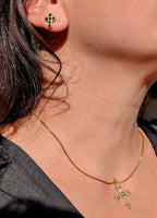 Black Rhinestone Cross Stud Earrings Stainless Steel