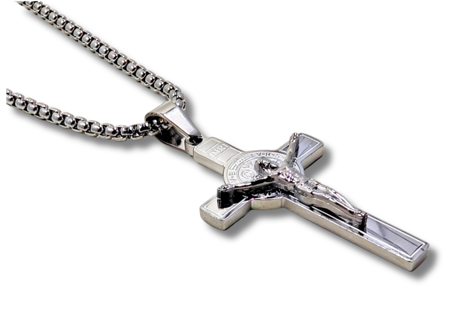 St. Benedict Crucifix Small Pendant Stainless Steel