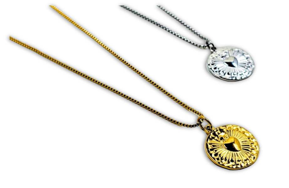 Sacred Heart Round Pendant Stainless Steel