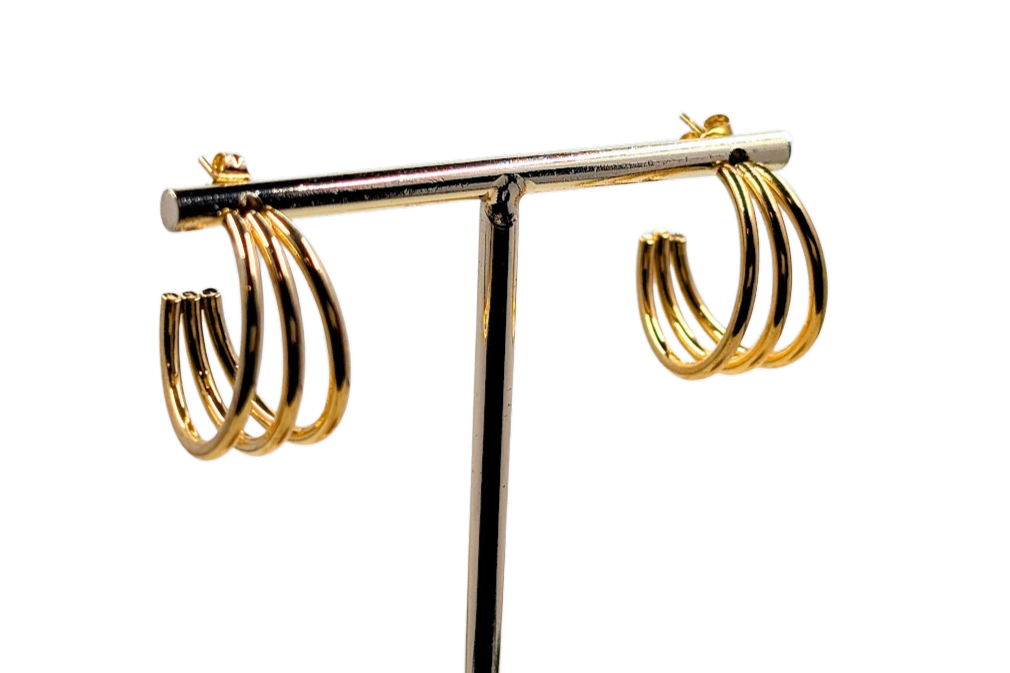 Split Half Hoop Stud Earrings 18k Gold Plated Stainless Steel