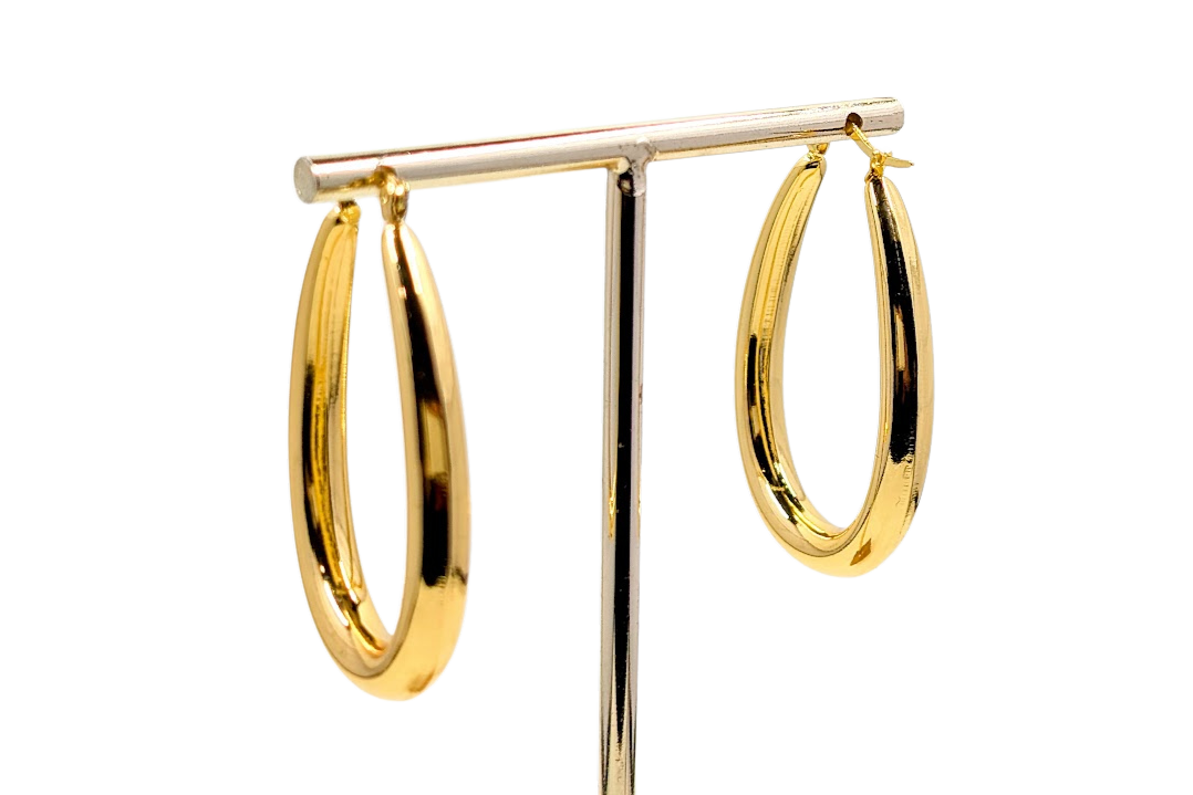 Large Teardrop Stud Earrings 18k Gold Plated Stainless Steel