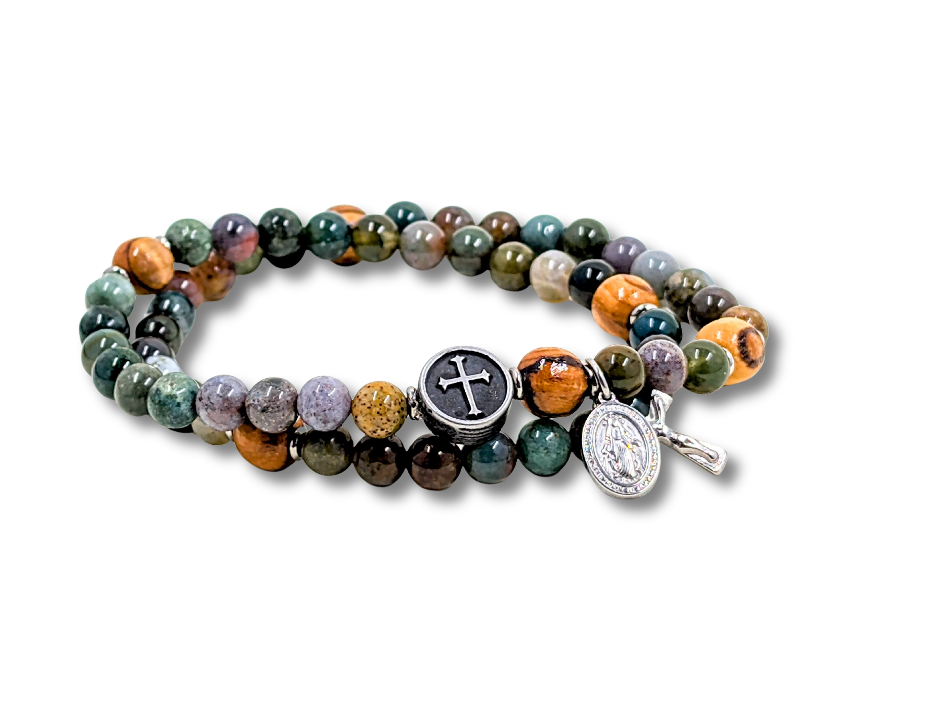Annunciation Double Wrap Stretch Rosary Bracelet