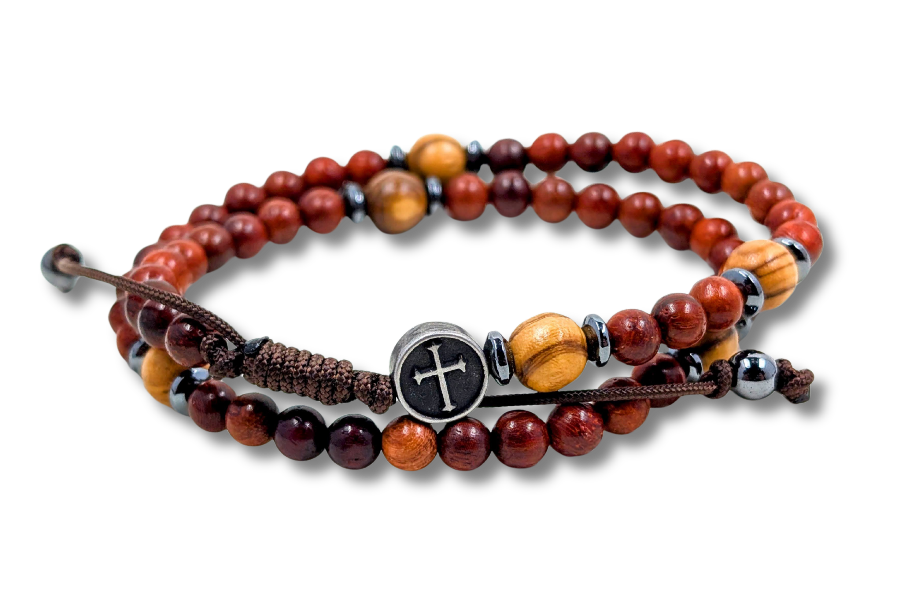 Carpenter Double Wrap Paracord Rosary Bracelet