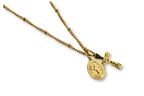 Mini Crucifix Miraculous Medal Satellite Chain Necklace Stainless Steel