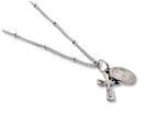 Mini Crucifix Miraculous Medal Satellite Chain Necklace Stainless Steel