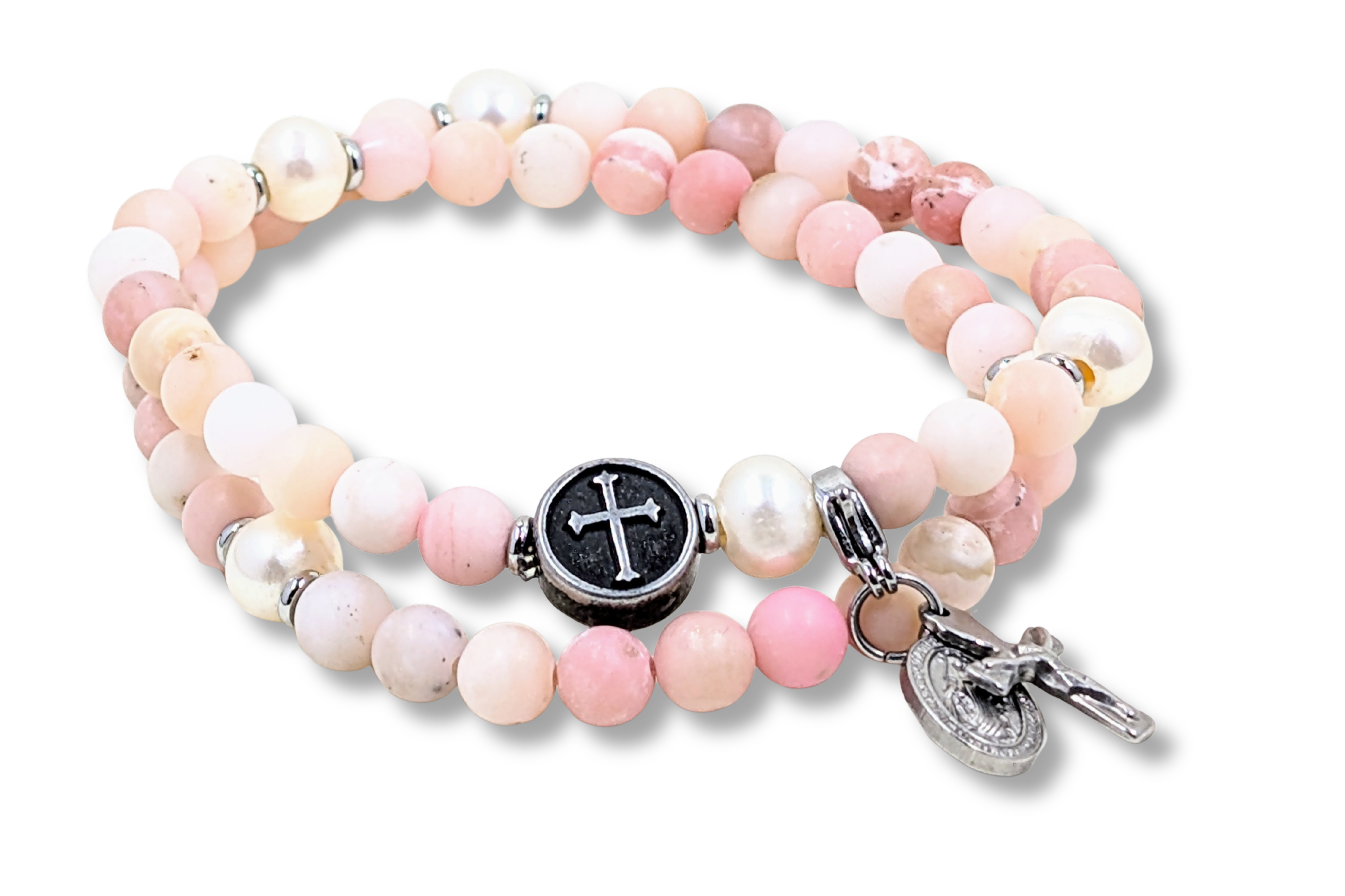 Rosa Mystica Double Wrap Stretch Rosary Bracelet