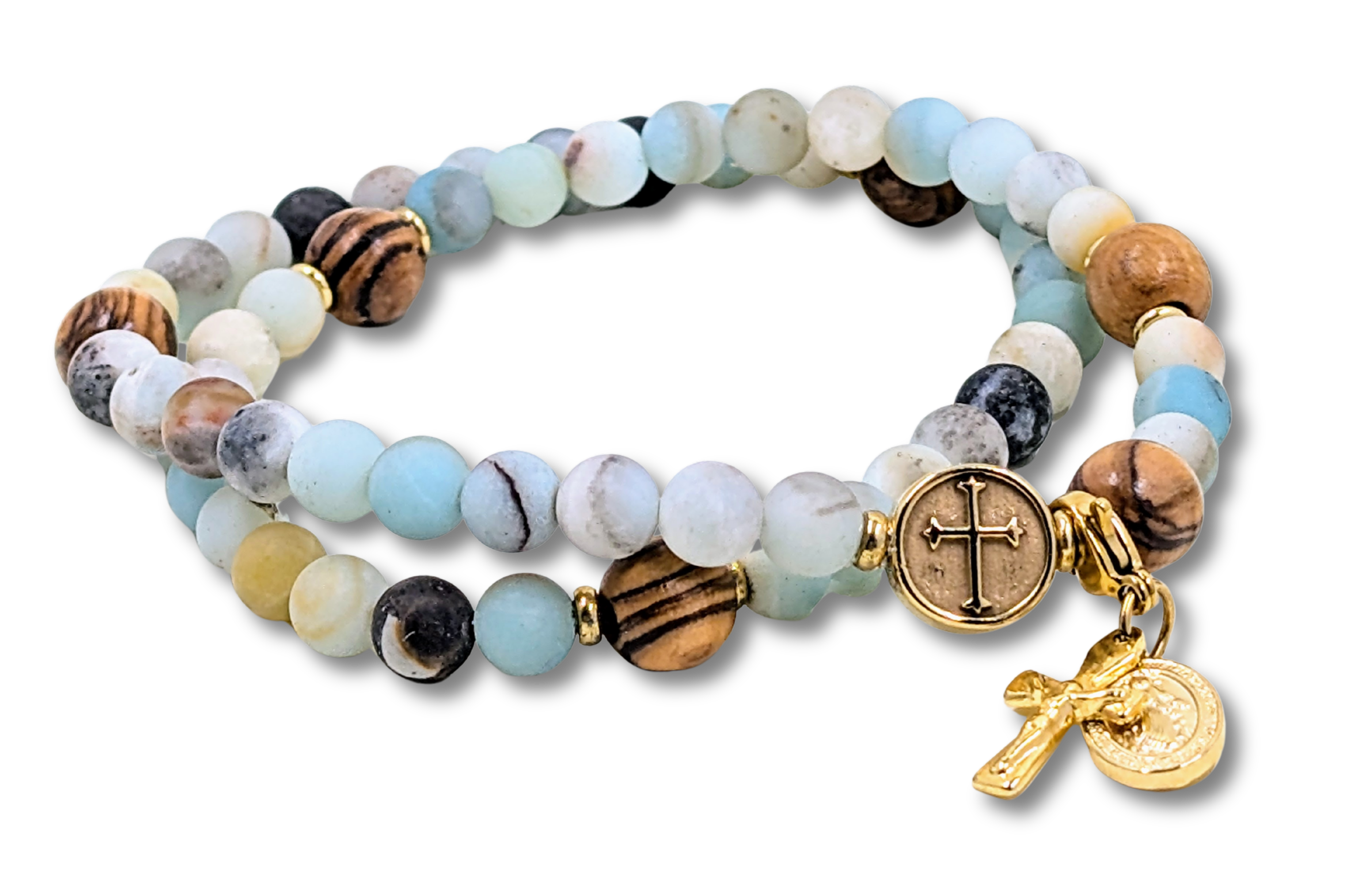 Theotokos Double Wrap Stretch Rosary Bracelet