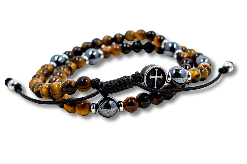 Traveler Double Wrap Paracord Rosary Bracelet
