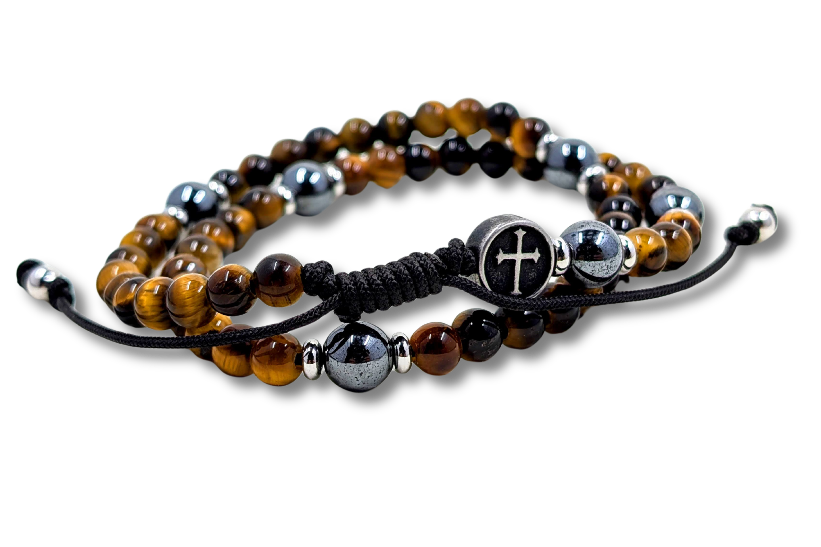 Traveler Double Wrap Paracord Rosary Bracelet